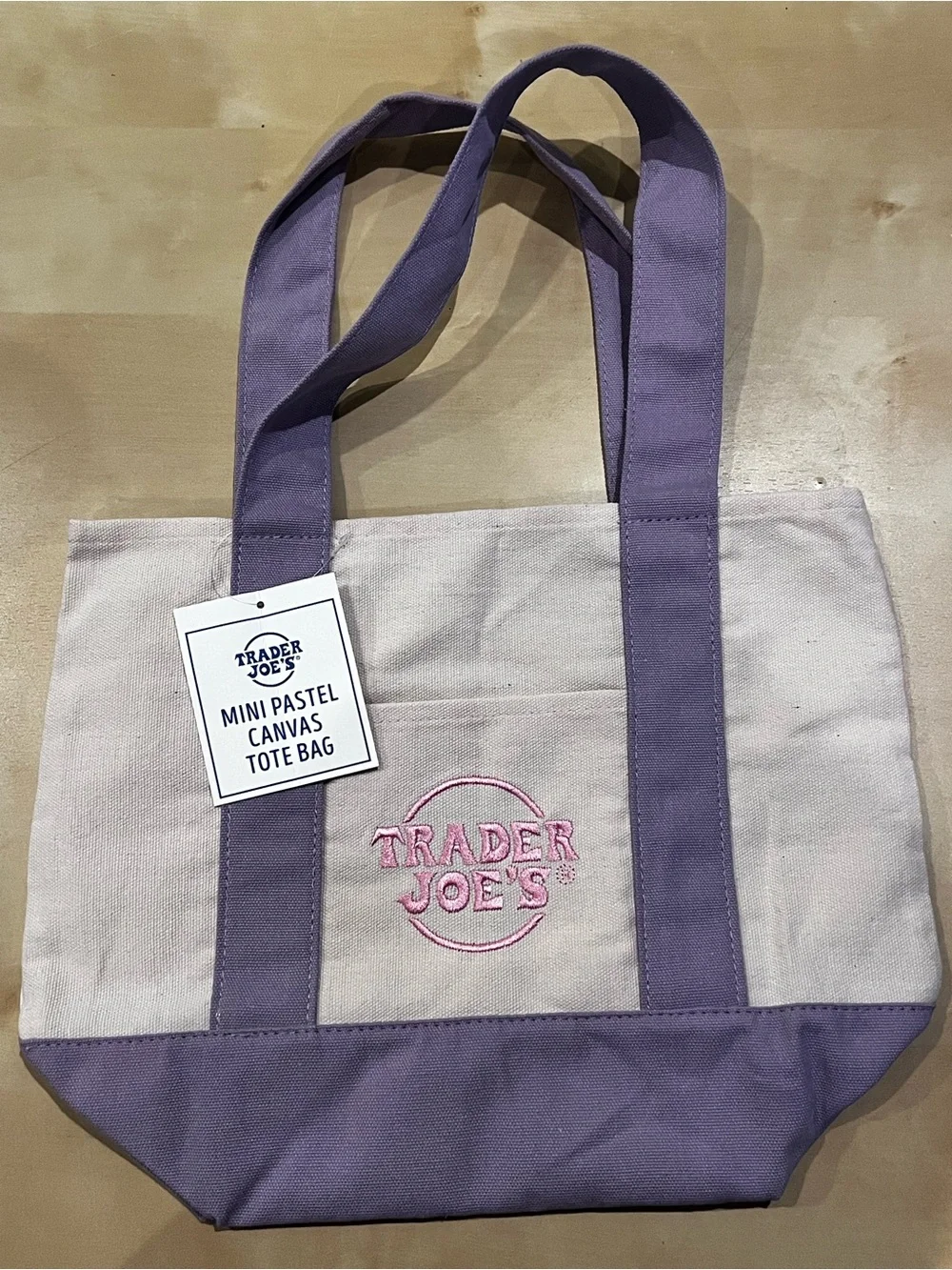 Trader Joe's Mini Pastel Canvas Tote — set of 4 pink blue green lavender